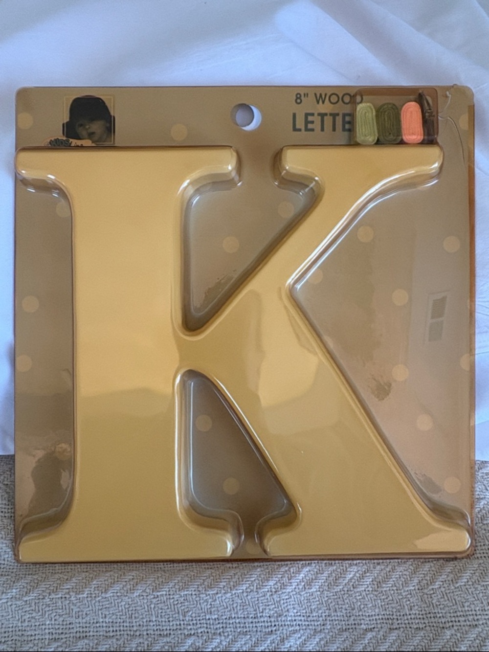 NWT 8" Gold Yellow Wooden Letter K initial decor